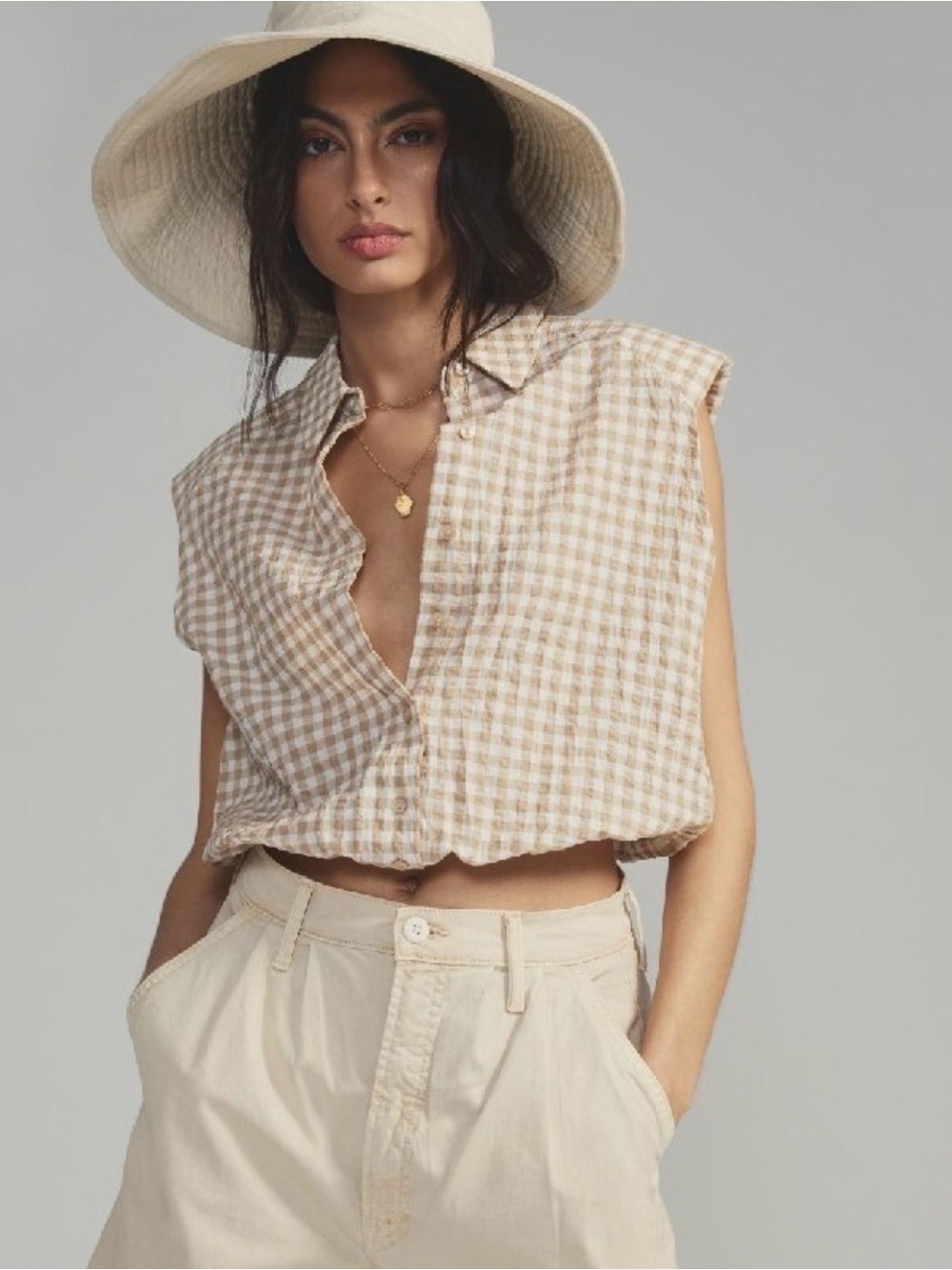 Maeve by Anthropologie Gingham Sleeveless Blouse